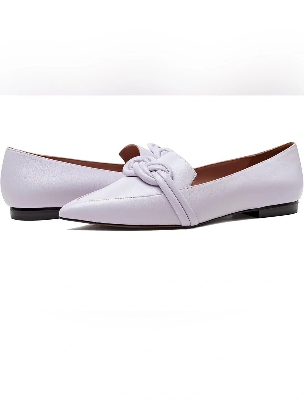 NIB Linea Paolo Nora Lavender Leather Pointed Toe Chain Flats Size 8.5